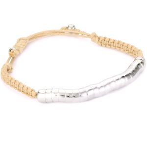 Shashi White Gold-Plated Beige Cord Snake Bracelet